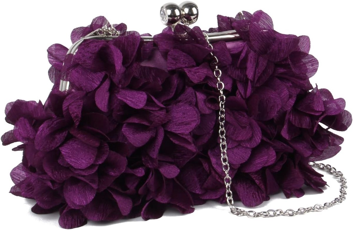Elegante satijnen clutch met bloemenpatroon voor dames, perfect als avondtas voor bruiloften en feesten