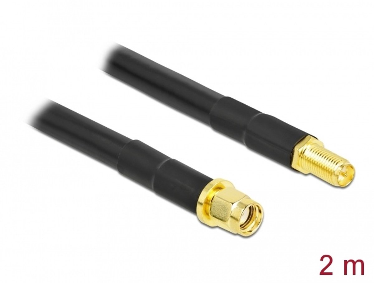 Delock Antenna Cable RP-SMA plug to RP-SMA jack LMR/CFD300 2 m low loss