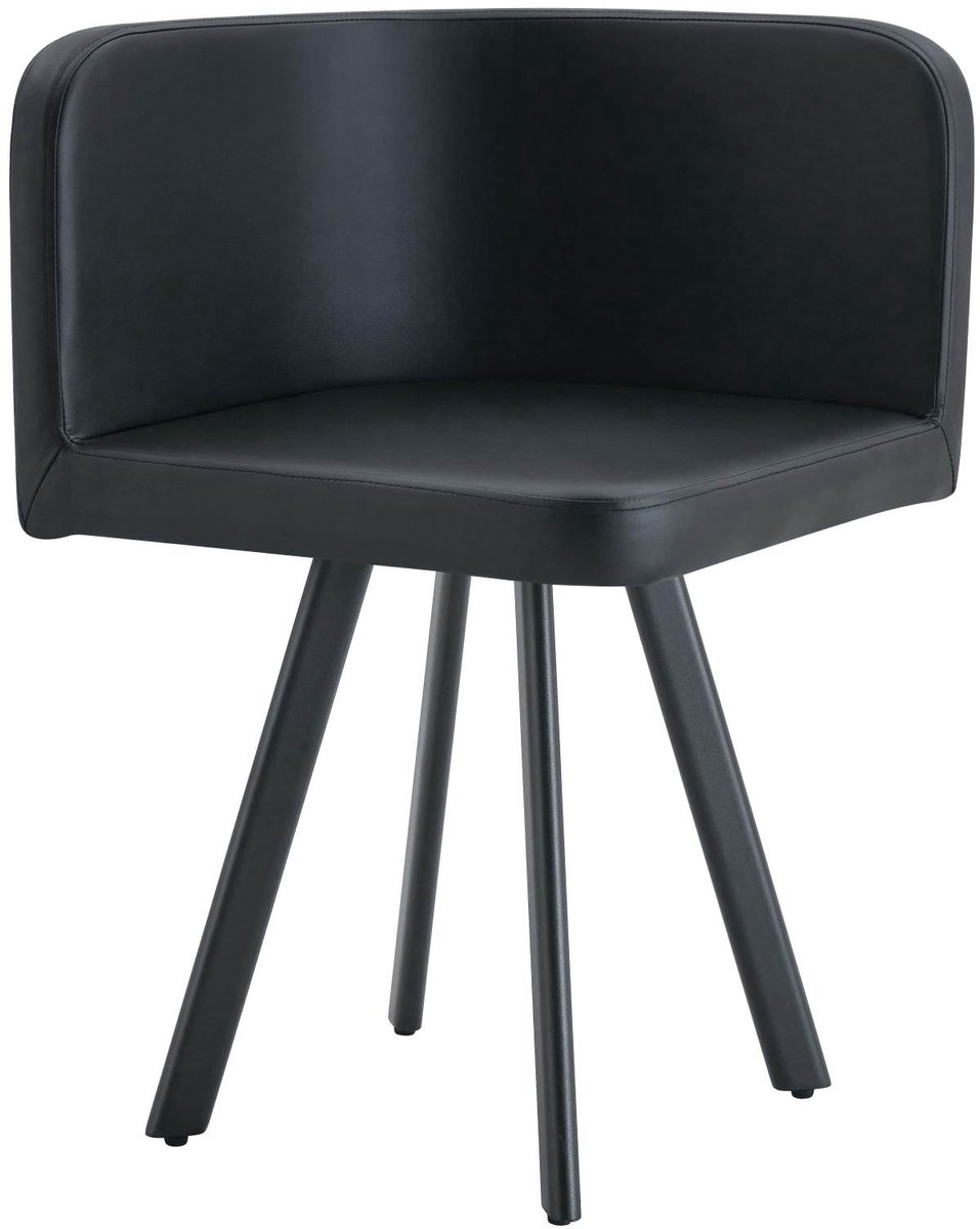 FloraGrace Eetkamerstoel – Moderne Kuipstoel met Comfortabele PU Zitting – Voor Eethoek, Bureau of Lounge – Metaal en Kunstleer – Zwart