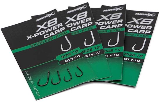 Matrix X8 X-Power Carp Eyed-Barbless (10 pcs) - Maat : 12 van Matrix — afbeelding 2