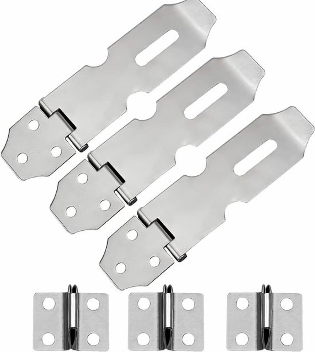 Hangslot Hasp - RVS - Deurklink - Raamkast - Huisdier Kooi - Accessoires - Geschikt voor Deur Raamkast - Zilver Rvs 3 Pcs Rvs Hangslot Hasp 2" Deurklink Hangslot Catch Voor Deur Raamkast Huisdier Kooi Krat Fitting Accessoires.