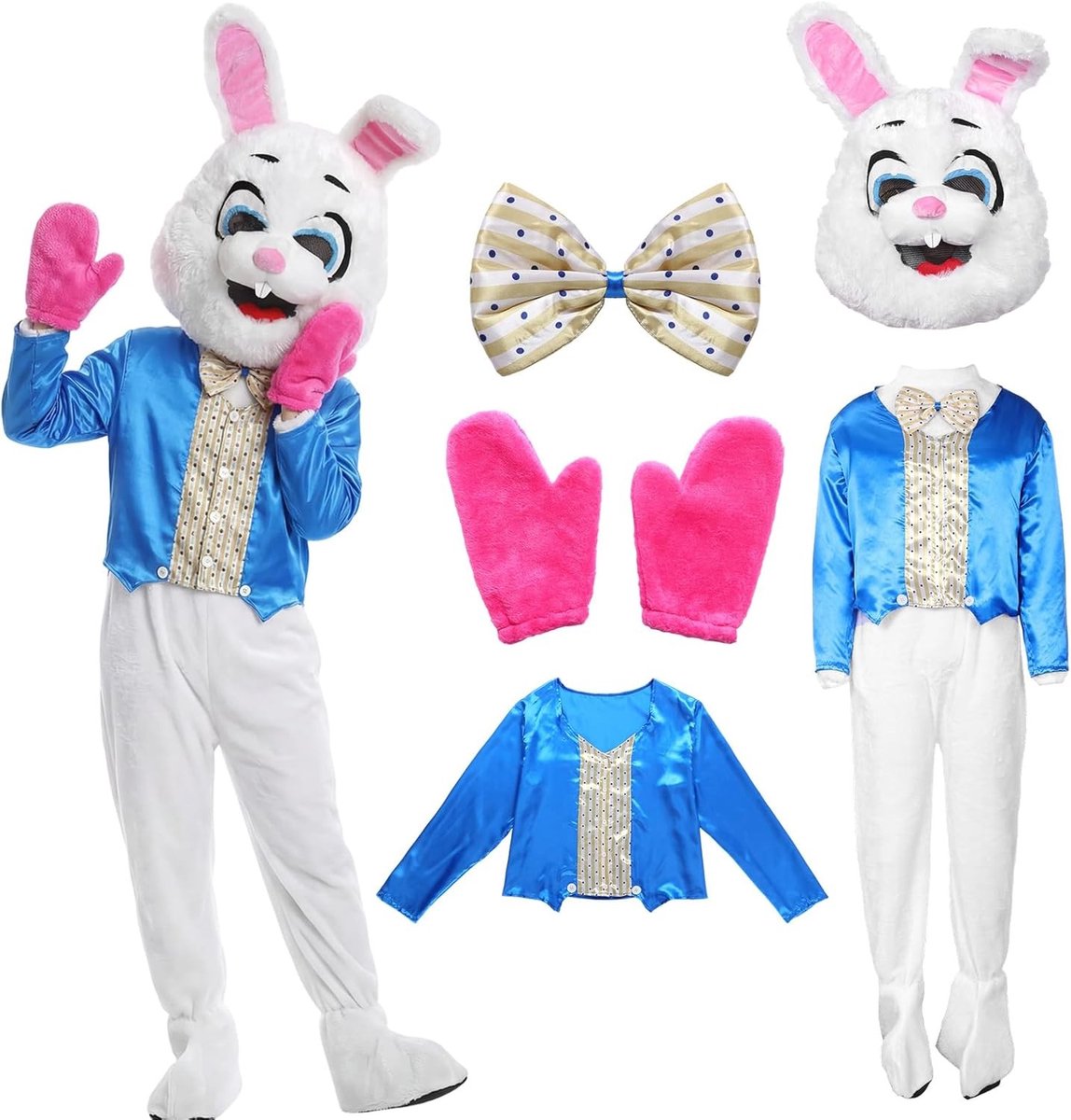 Volwassen Konijnen Kostuum voor Feestjes, Carnaval en Cosplay met Schattige Oren en Staart