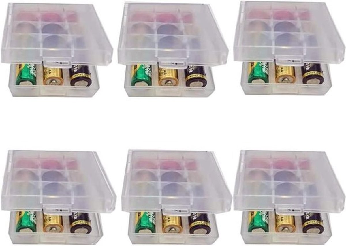 Opbergdoos voor 6 stuks 18650 batterijen en accu's - Kunststof batterijbox voor transport en opslag - Accubox voor 18650 AA