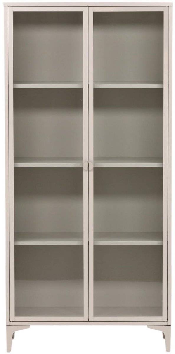 Piring vitrinekast 2 glazen deuren beige.