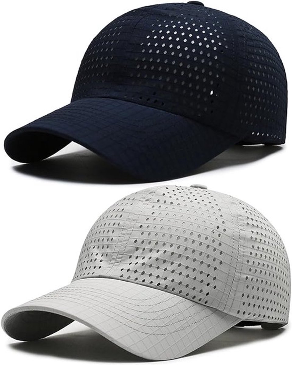 Hoeden - Set van twee baseballpetten voor dames en heren - Baseballpetten met zonbescherming - Sneldrogend - Ademend - Opvouwbaar - Tennis - Golf - Baseballpetten - Zomerzonnehoeden - Verstelbaar