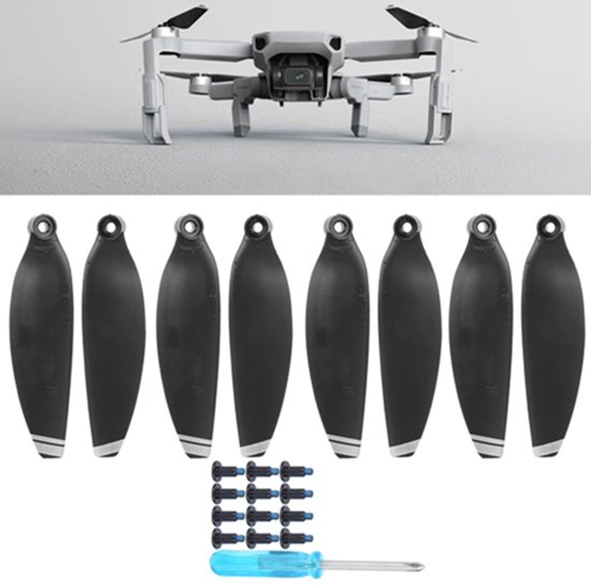 Drone Propeller Blade, Propellers Lightweight Wing Blade Drone Spare Accessories Geschikt voor Ma vic Mini (Zwart Zilver Rand)