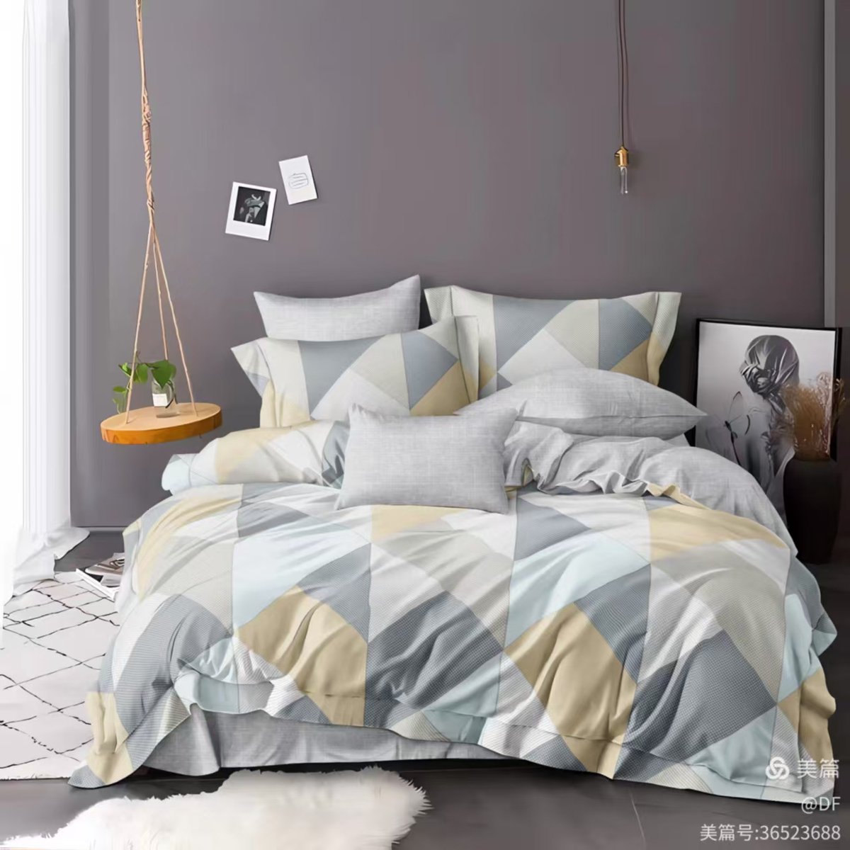 Lakenset Micropercal - 2 personen - Bovenlaken en onderlaken - 4 stuks - Geometric
