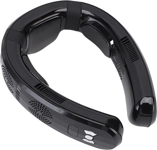 Draagbare Nekventilator - Persoonlijke Koeler - Comfort Onderweg - Koelen en Verwarmen - 10000 mAh Batterij - Glanzend Zwart — afbeelding 2