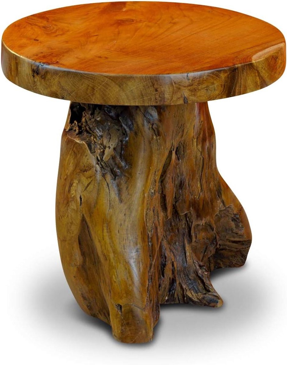 Wortelhout bijzettafel - Boomstam kruk Houten kruk - Decoratief meubelstuk - Handgemaakt uniek exemplaar - 40 cm rond - Naturel