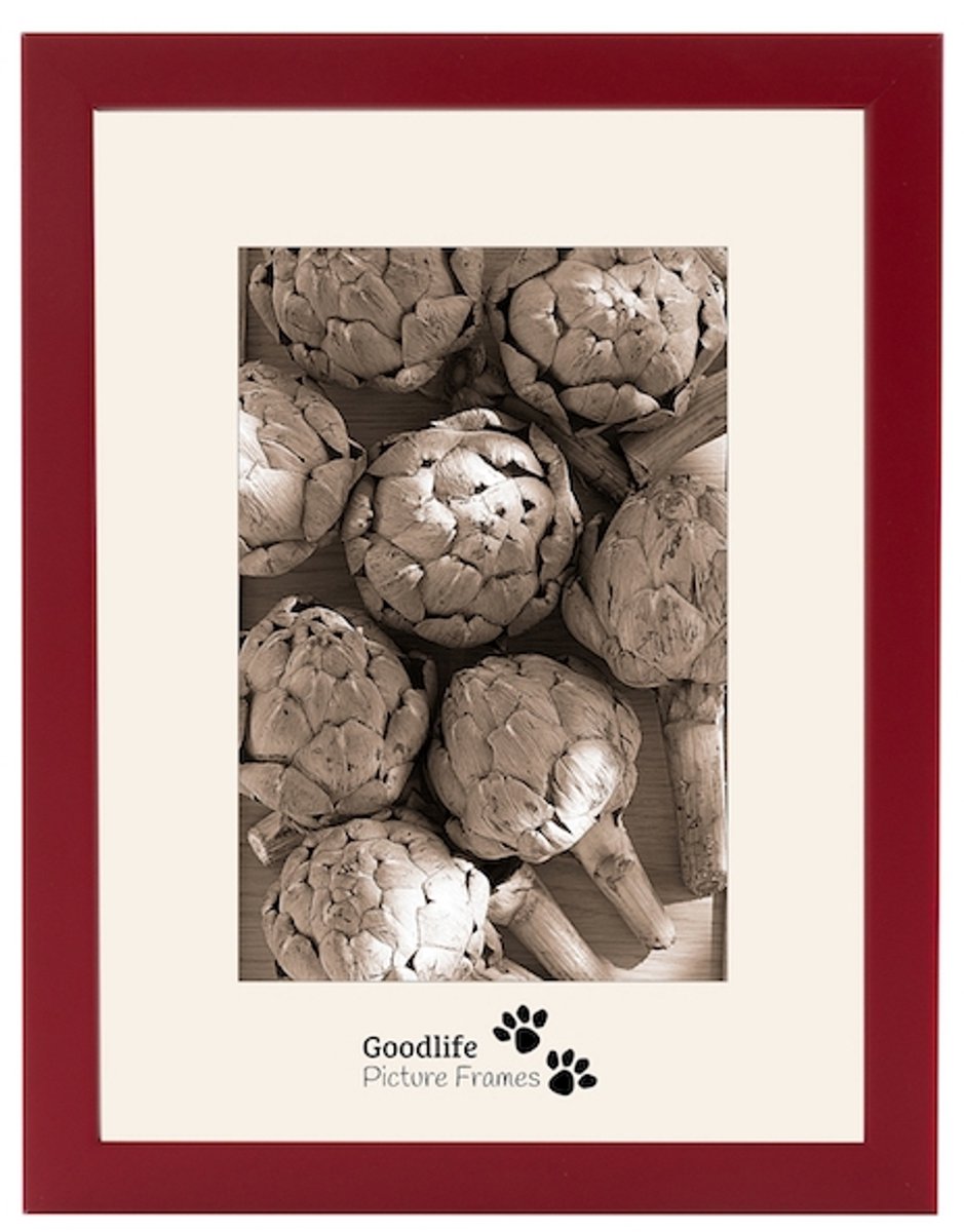 Houten Fotolijst Anitra Rood - 50x60 - Helderglas - 18 mm Breed Profiel - Goodlife Picture Frames