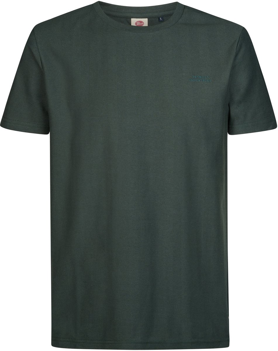 Petrol Industries - Heren T-shirt met visgraatpatroon hayden - Groen - Maat S
