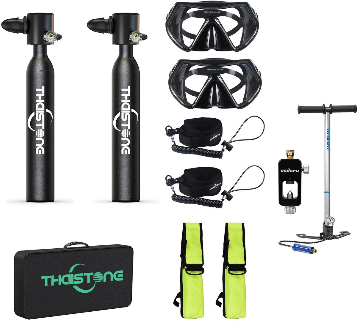 Archi Mini Duikapparatuur - Sport & Outdoor → Watersport → Duiken → Duikflessen - Duiken - 0,5 Liter – 200 Bar – Drukmeter – Aluminium