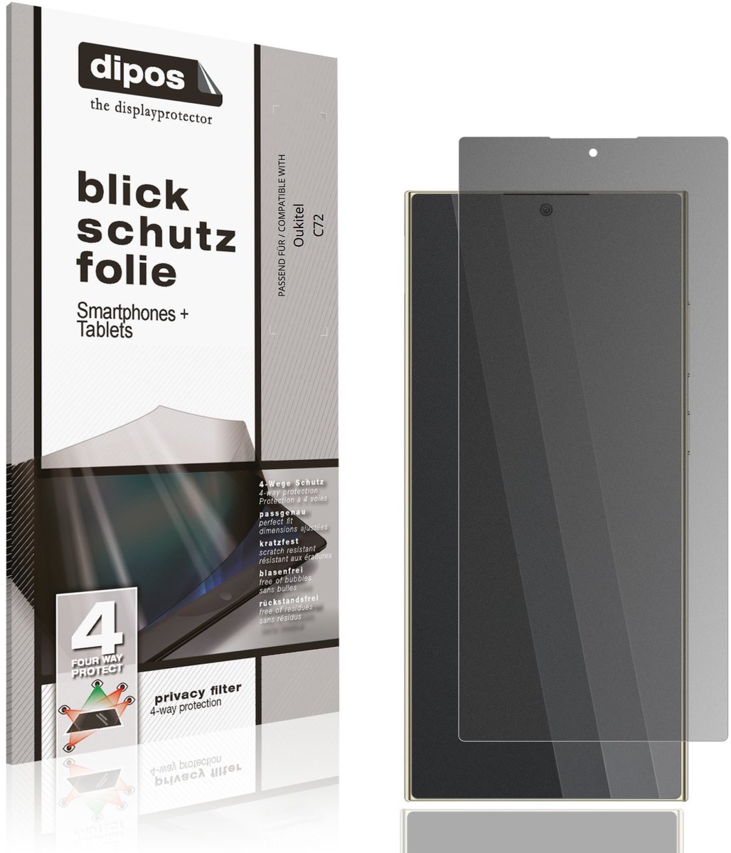 dipos – Matte Privacy Screenprotector geschikt voor Oukitel C72 | Anti-Spy Beschermfolie