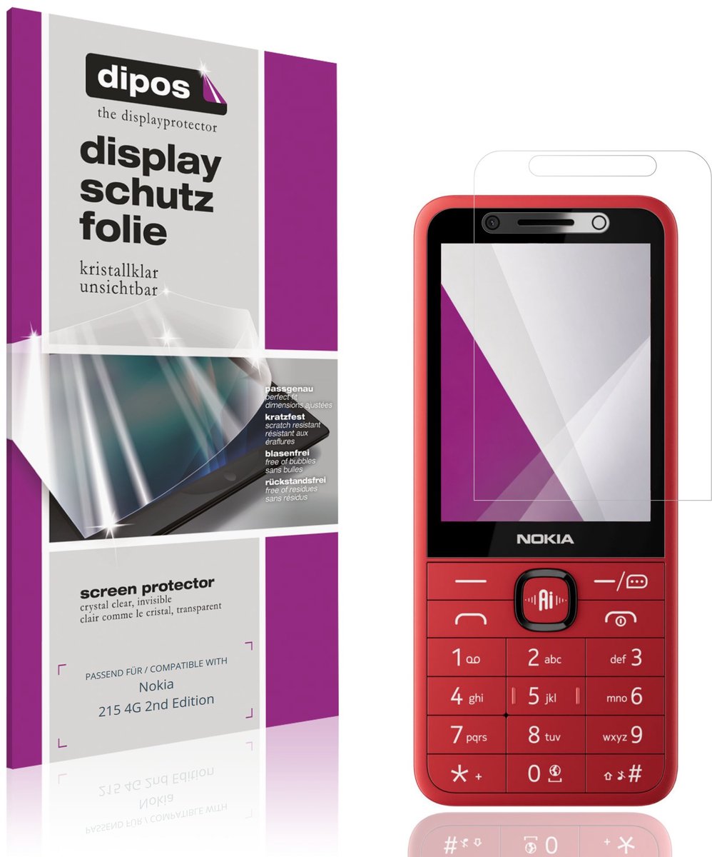 dipos – 4x Beschermfolie geschikt voor Nokia 215 4G 2nd Edition | Krasbestendige & heldere Screenprotector Ultra-Thin