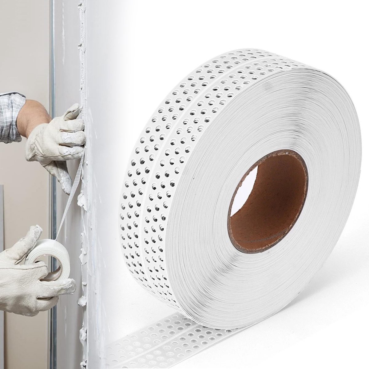 Gipsplaat voegtape - 5cm ×40m - Zelfklevende hoekbeschermer - Universele PVC voegafdektape - Voor het beschermen van randen, het repareren van scheuren en het afdichten van voegen - Supersterke kleefkracht - PVC - Wit