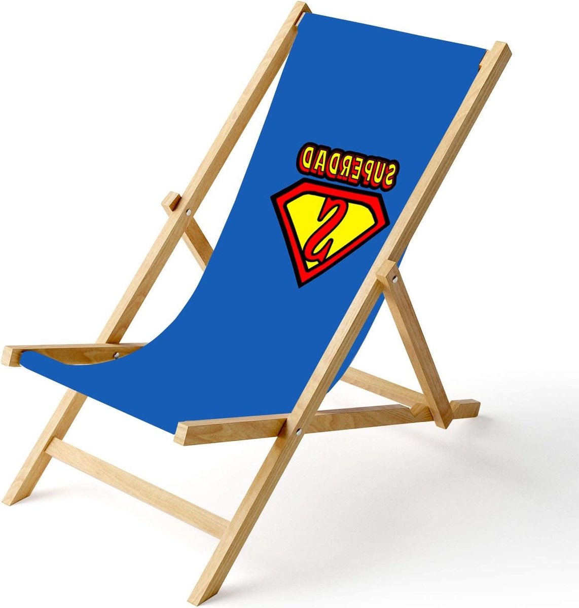 Houten Ligstoel - Strandstoel Tuinstoel - Ontspannen in de tuin - Opvouwbaar berkenhouten frame - 120 cm - Superdad