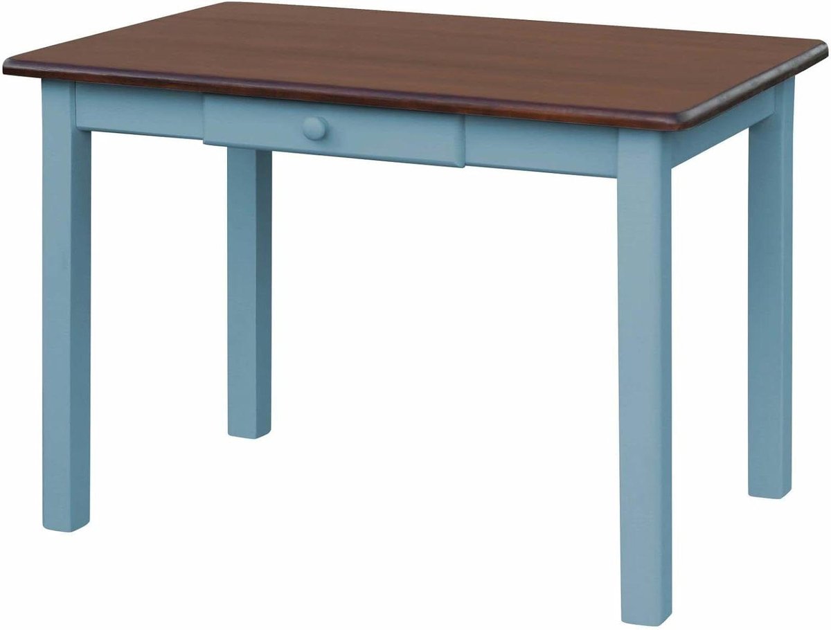 Eettafel met lade - Keukentafel Hout - Gezellig Tafelen - Handgemaakt Massief Hout - 50 x 80 cm - Blauw