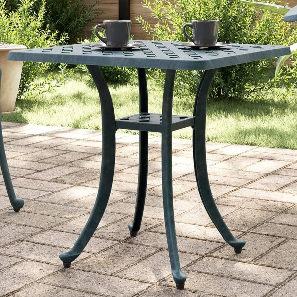 Tuinmeubel Tafel - Balkon Tafel - Buiten Zitten - Gegoten Aluminium - 53 x 53 x 53 cm - Groen