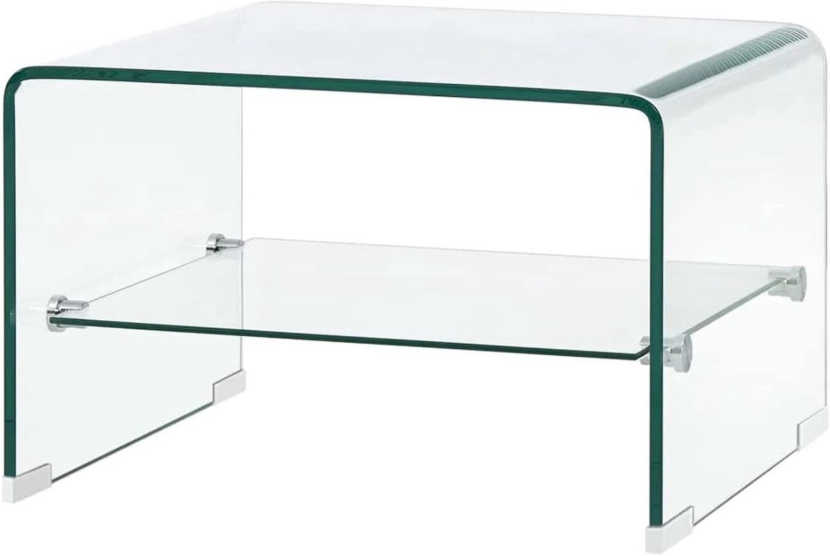 Salontafel Glas - Bijzettafel Koffietafel - Woonkamer Organiseren - Gehard Veiligheidsglas - 50x45x33 cm - Transparant