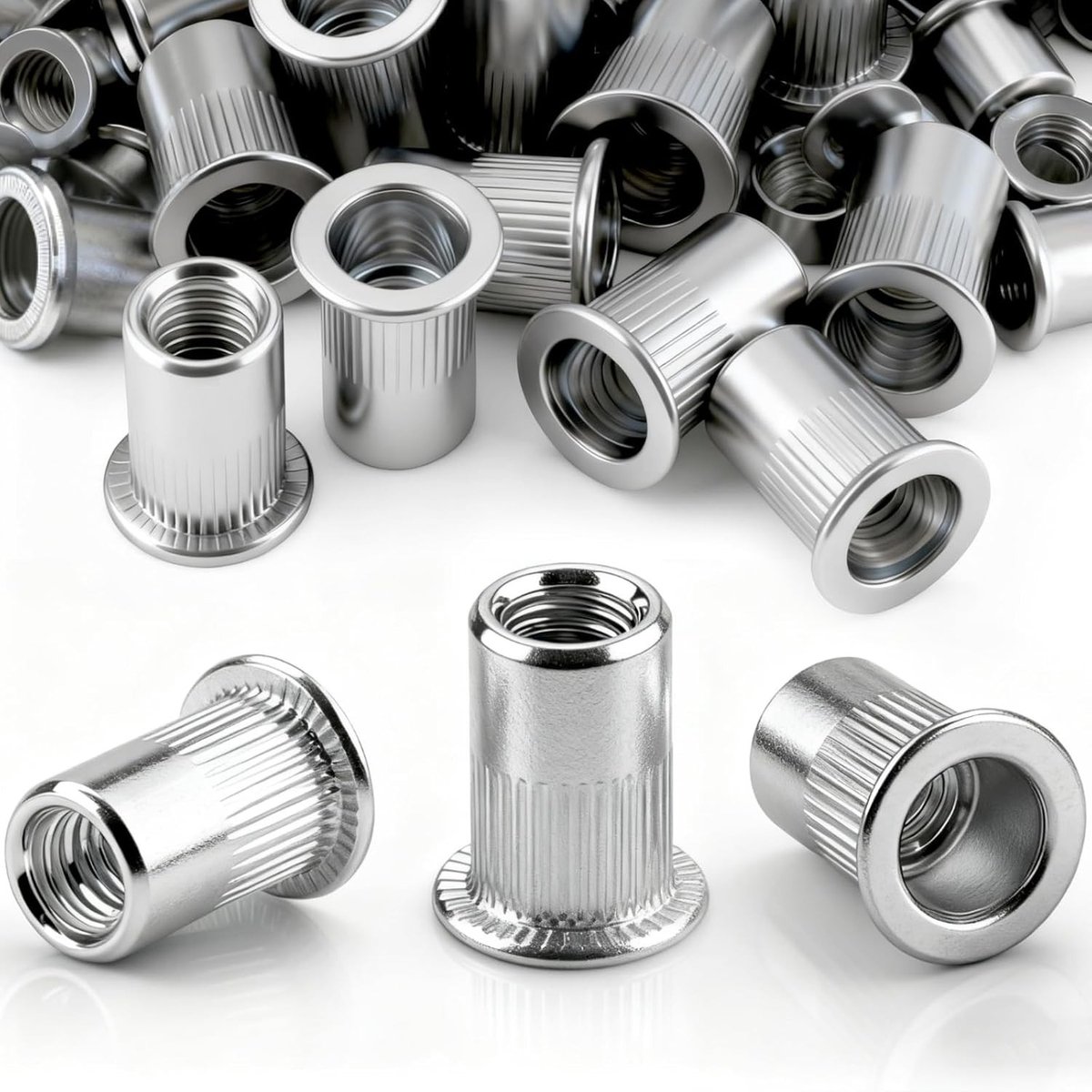 60 Stuks M4 x 11 mm Rivet Nuts - Draadmoeren voor Metaalplaten, Buizen en Constructies, Gegalvaniseerd Staal, Plat Hoofd