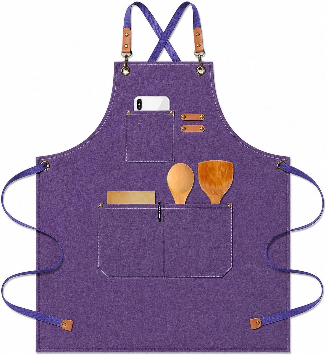 Verstelbare BBQ Schort voor Mannen met 3 Pocketen - Ideaal voor Koken, Grillen en Schilderen in de Keuken