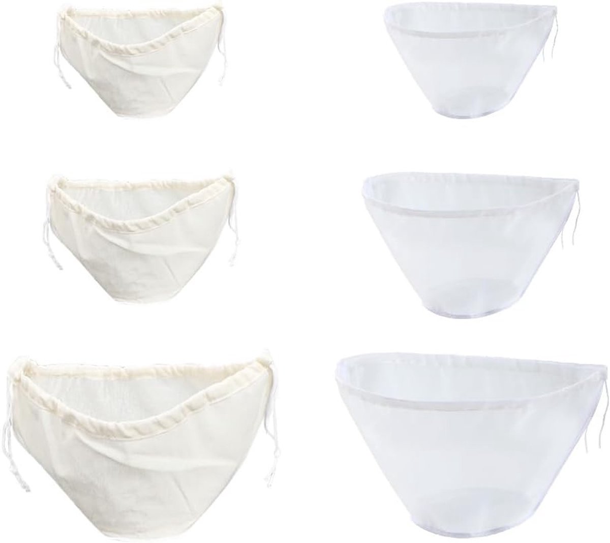 6 Stuks Herbruikbare Notenmelkzakken, Bolvormige Nylon Filterdoeken voor Amandelmelk, Thee, Sap en Griekse Yoghurt