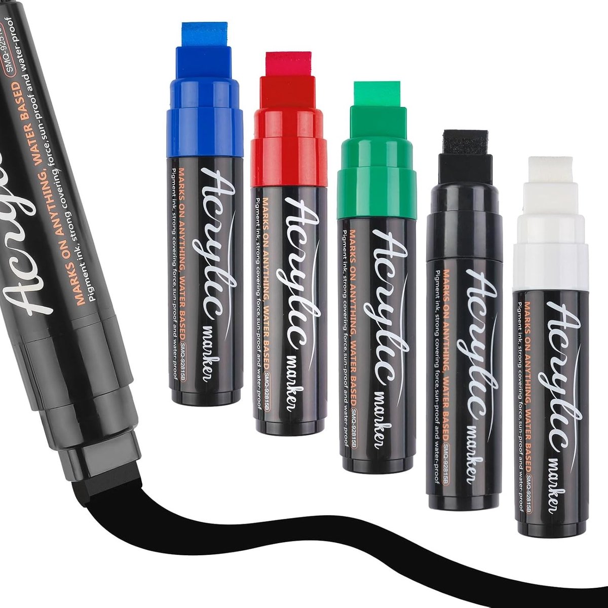 Acrylstiften - Multicolor - Breed 15 mm - Waterdicht en Permanent - Voor Creatieve Projecten