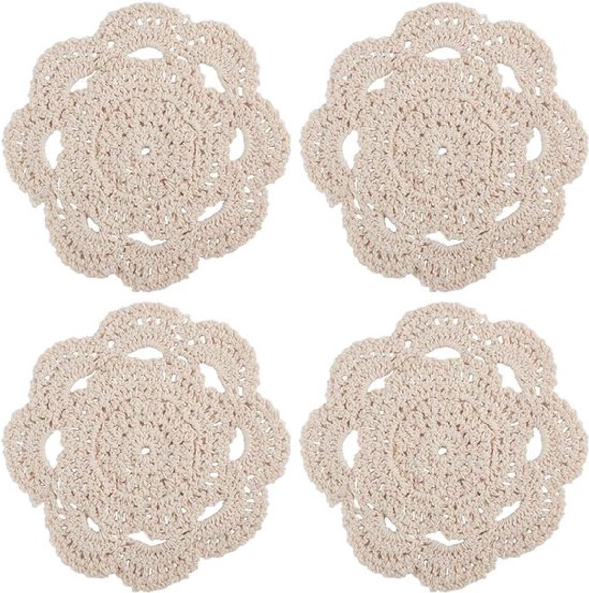 Onderzetters Set van 6 - Katoenen Kant - Vintage Gehaakt - Handgemaakt - Thee Party Decoratie - Beige - Geschikt voor Bruiloft
