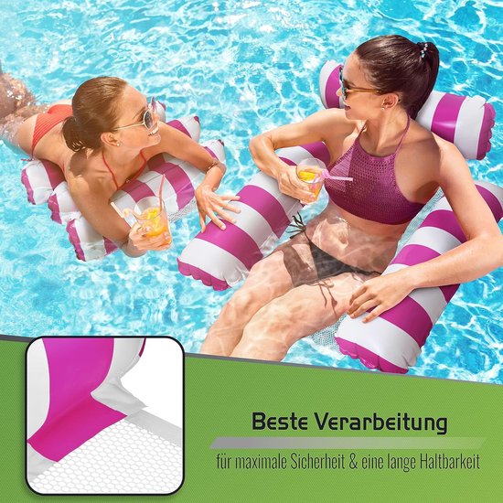 Luchtmatras Zwembad - Opblaasstoel Water - Ontspannen Drijven - 3-in-1 Design - Extra Breed - Roze — afbeelding 3