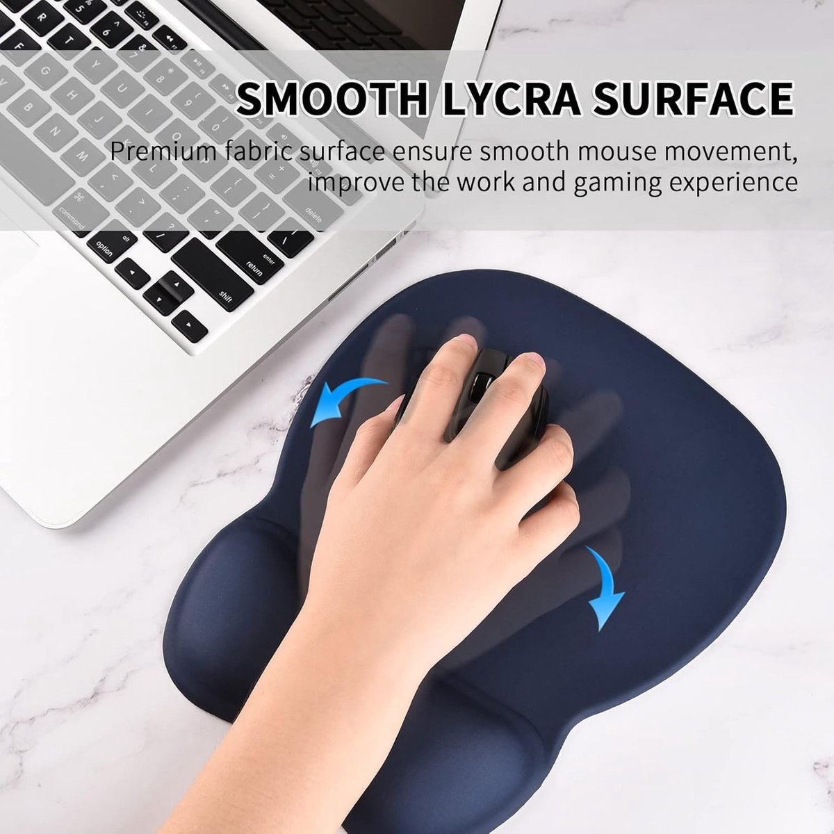 Ergonomische Muismat met Gel Wrist Rest, Anti-slip Basis, Ultra Dun en Slijtvast voor Gaming en Kantoor, Ideaal voor PC en Laptop, Donkerblauw