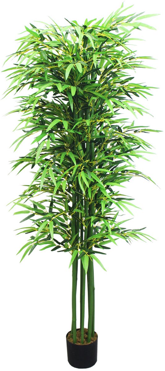 Kunstmatige bamboestruik/boom, kunstplant, echte houten stam, binnendecoratie, 180 cm, Decovego