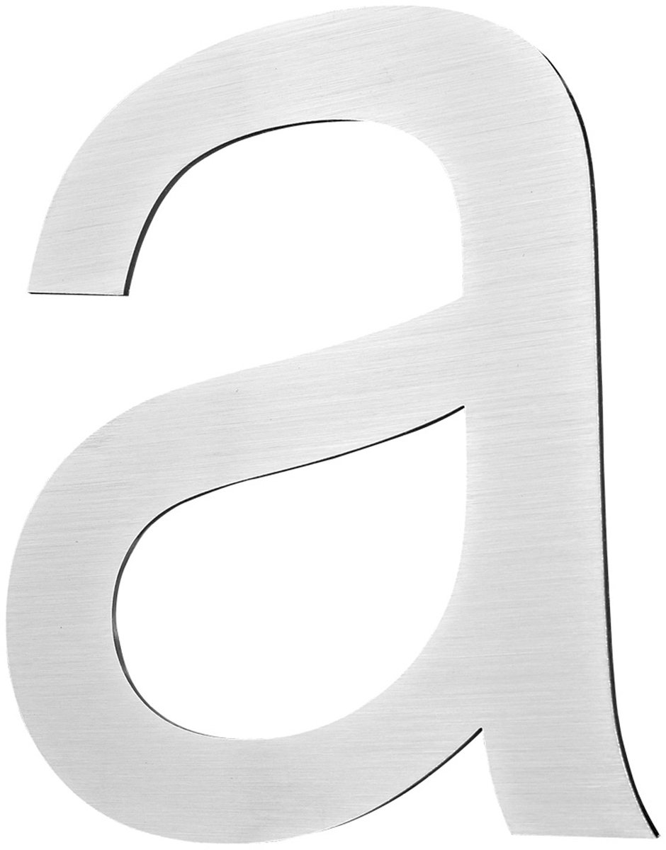 Roestvrijstalen Huisnummer – Groot Huisnummer & Letter (bijv. 'a') – Geborsteld 2D-Huisnummerplaatje – Lettertype Arial – V2Aox