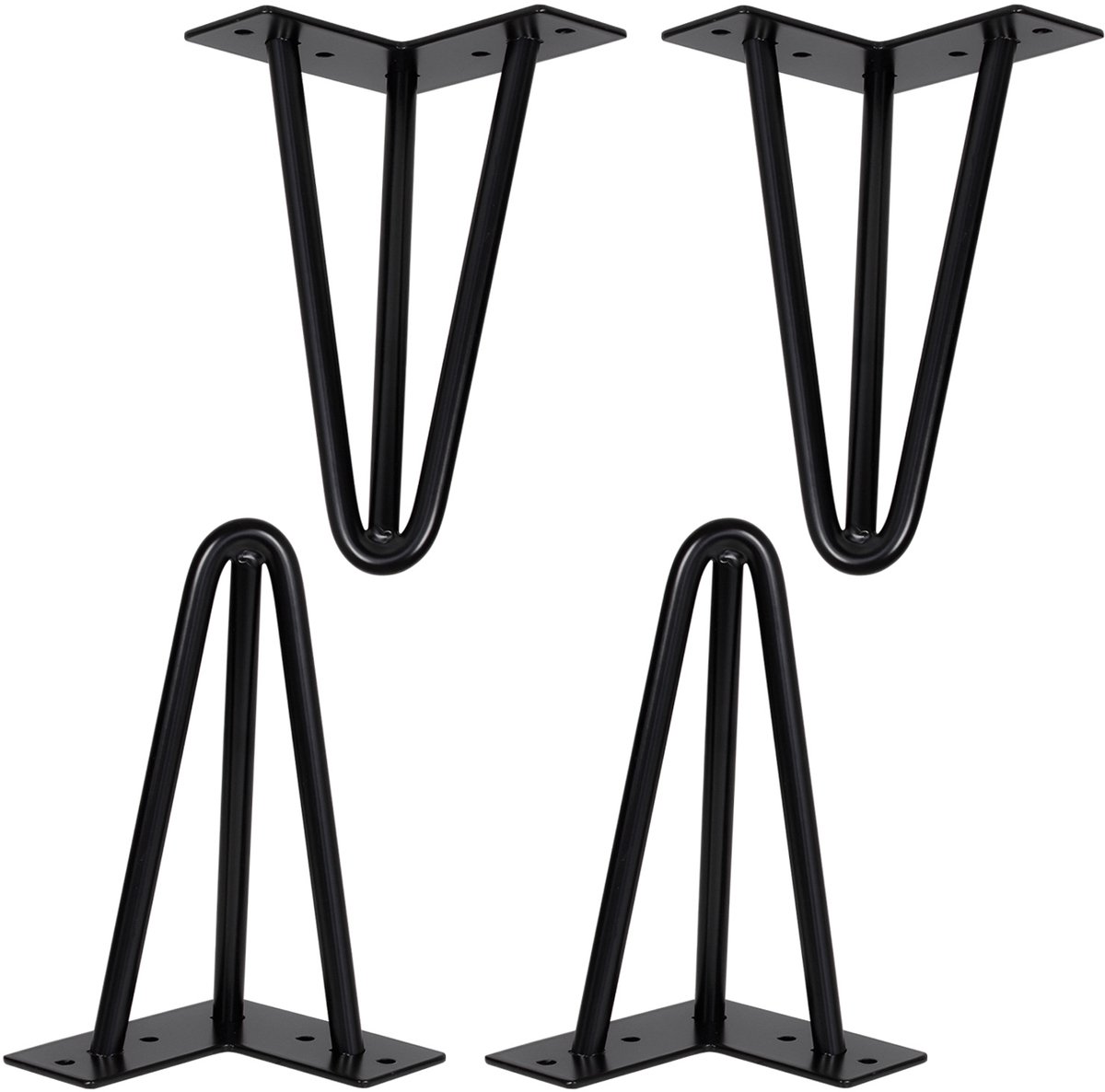 V2Aox 4x Metalen hairpin-tafelpoten – Zwart – 20 cm – V2Aox