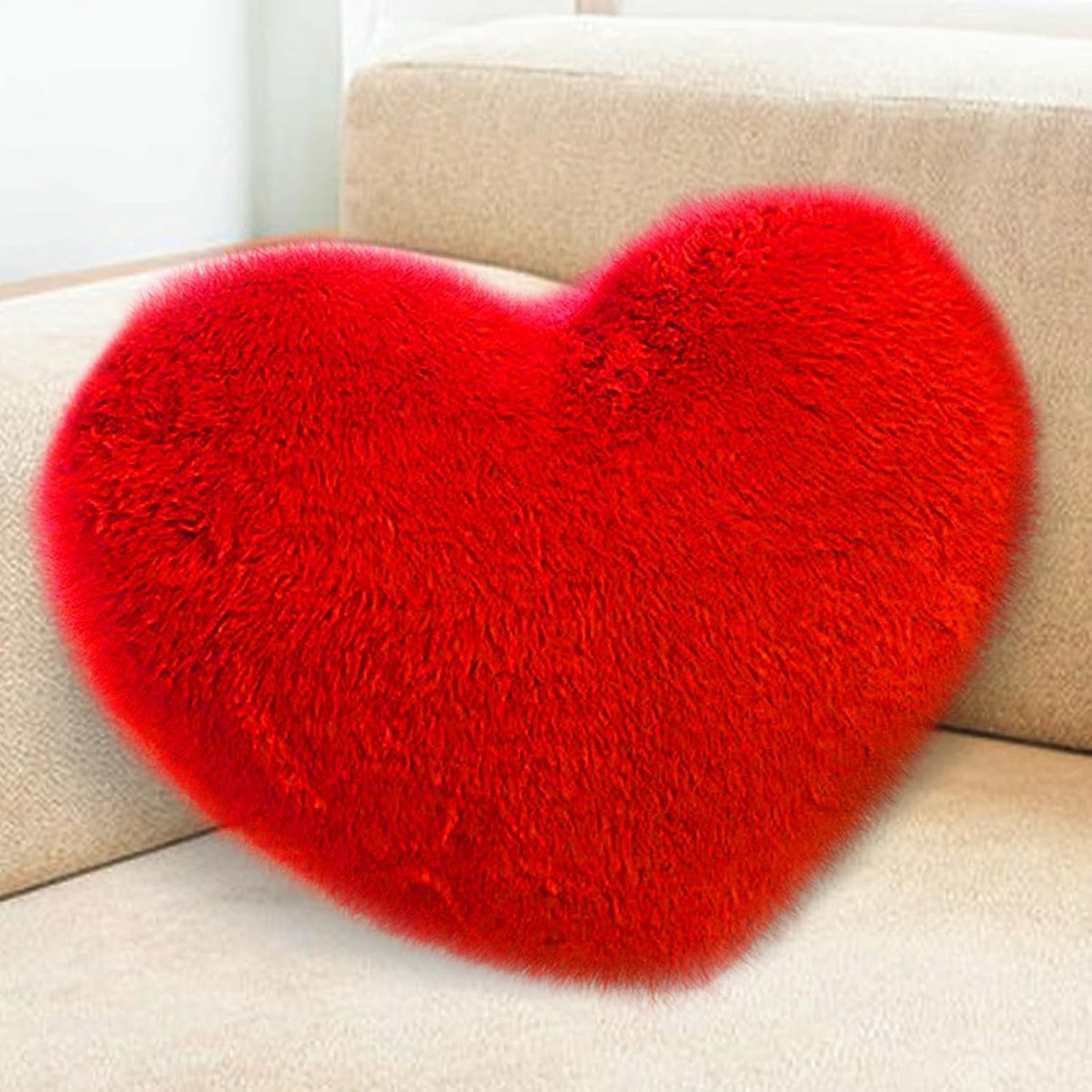 Zacht Hartvormig Kussen in Rood - Knuffel Kussen voor Kinderen, Woonkamer en Slaapkamer Decoratie, Perfect als Cadeau voor Liefdevolle Momenten