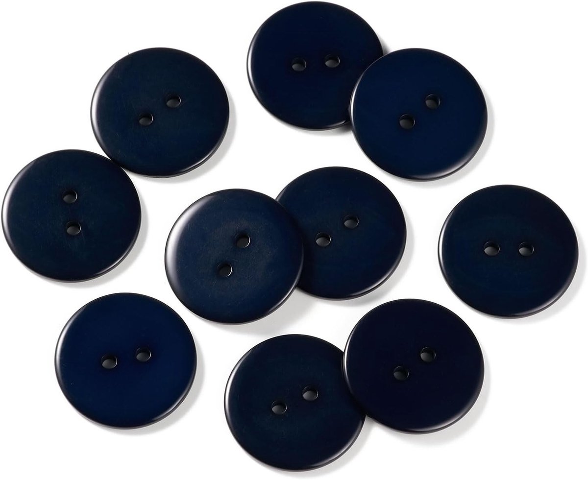 Decoratieve 25mm Ronde Naaiknopen van Hars - 10 Stuks voor Kleding, Cloaks en Kerstversiering - DIY Accessoires in Donkerblauw