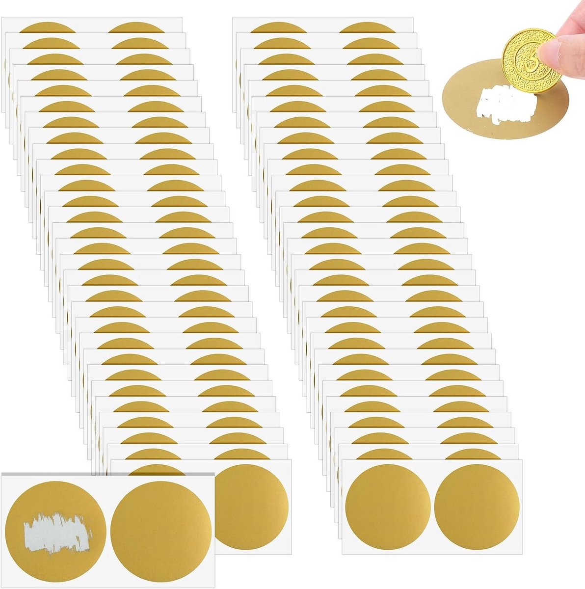 Set van 100 Ronde Kraskaanduidingen - Vrij van Krassen, DIY Scratch Off Stickers voor Creatieve Verrassingen en Fingerprint Labels