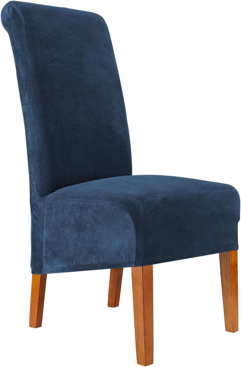 Eetkamerstoelhoezen - Stoelovertrekken Meubelbeschermers - Meubels Vernieuwen - Zacht Fluwelen Materiaal - Set van 4 - Marineblauw