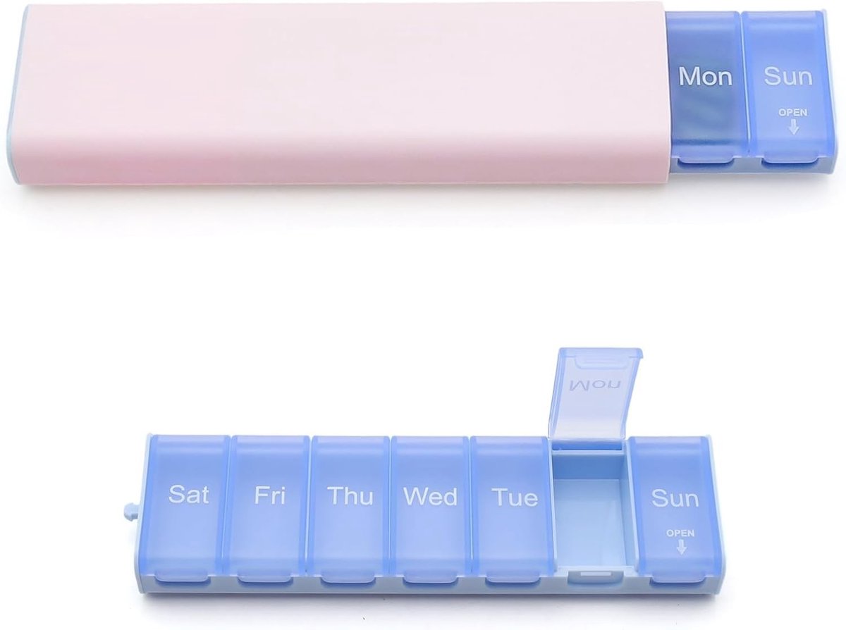 Pillendoos voor 7 dagen - handige pillenorganizer met 7 vakken, compact en draagbaar voor thuis, op reis en op kantoor