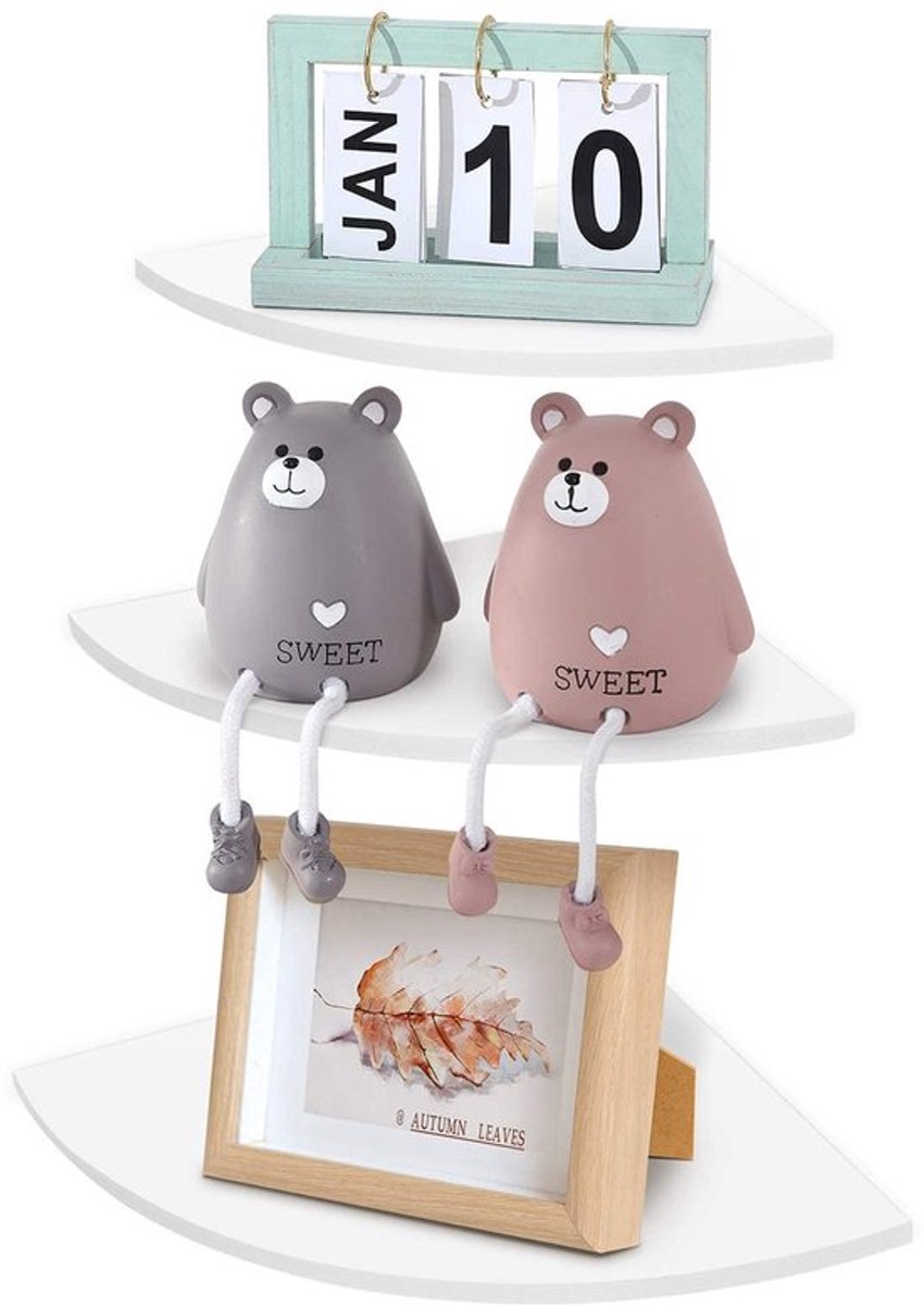 Hoekplank 3 Stuks - Drijvende Hoekplank - Wit - Max. Belastbaarheid 10 kg