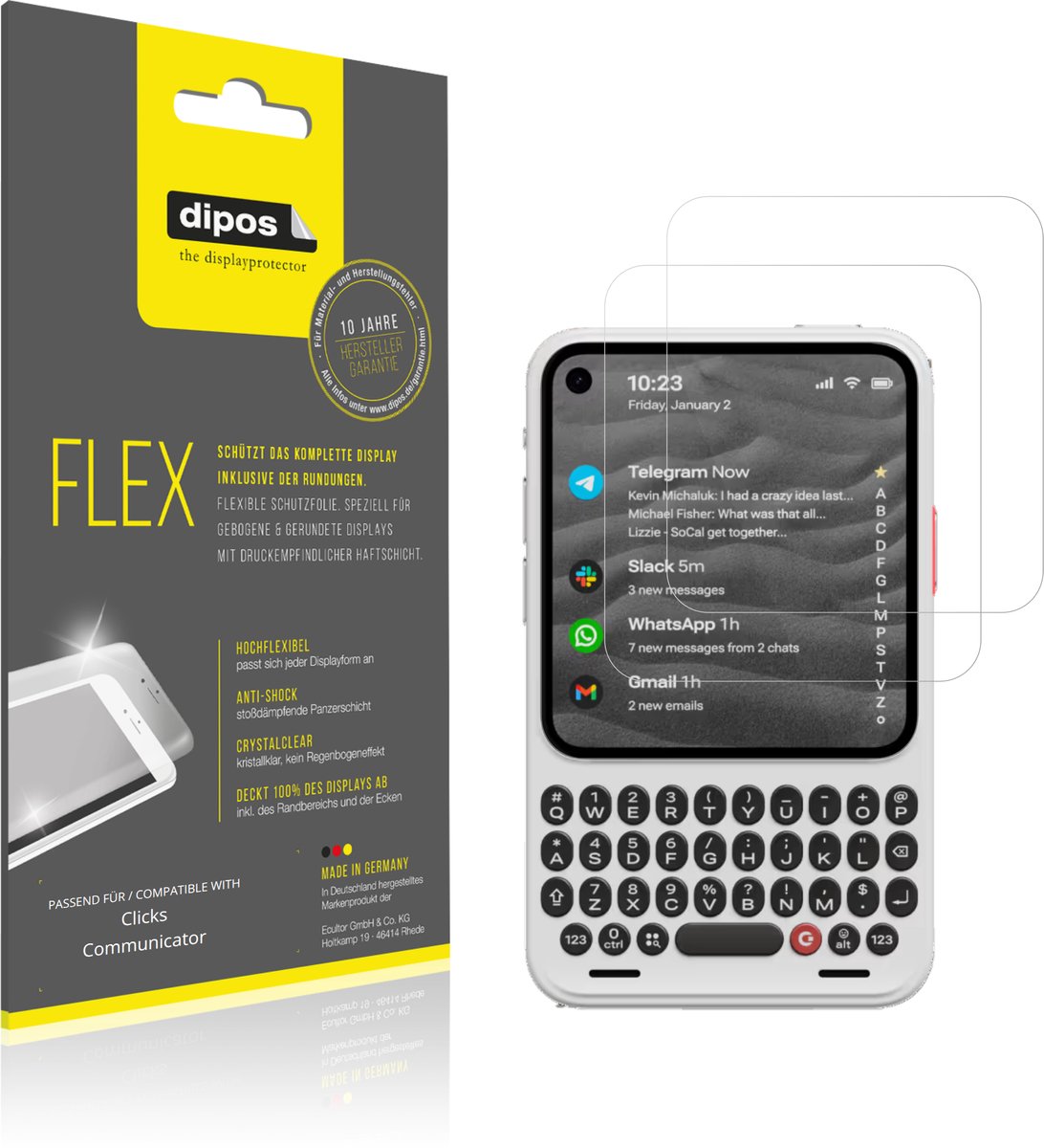 dipos – 2x Beschermfolie geschikt voor Clicks Communicator | 3D Full Cover Screenprotector | 100% Passend
