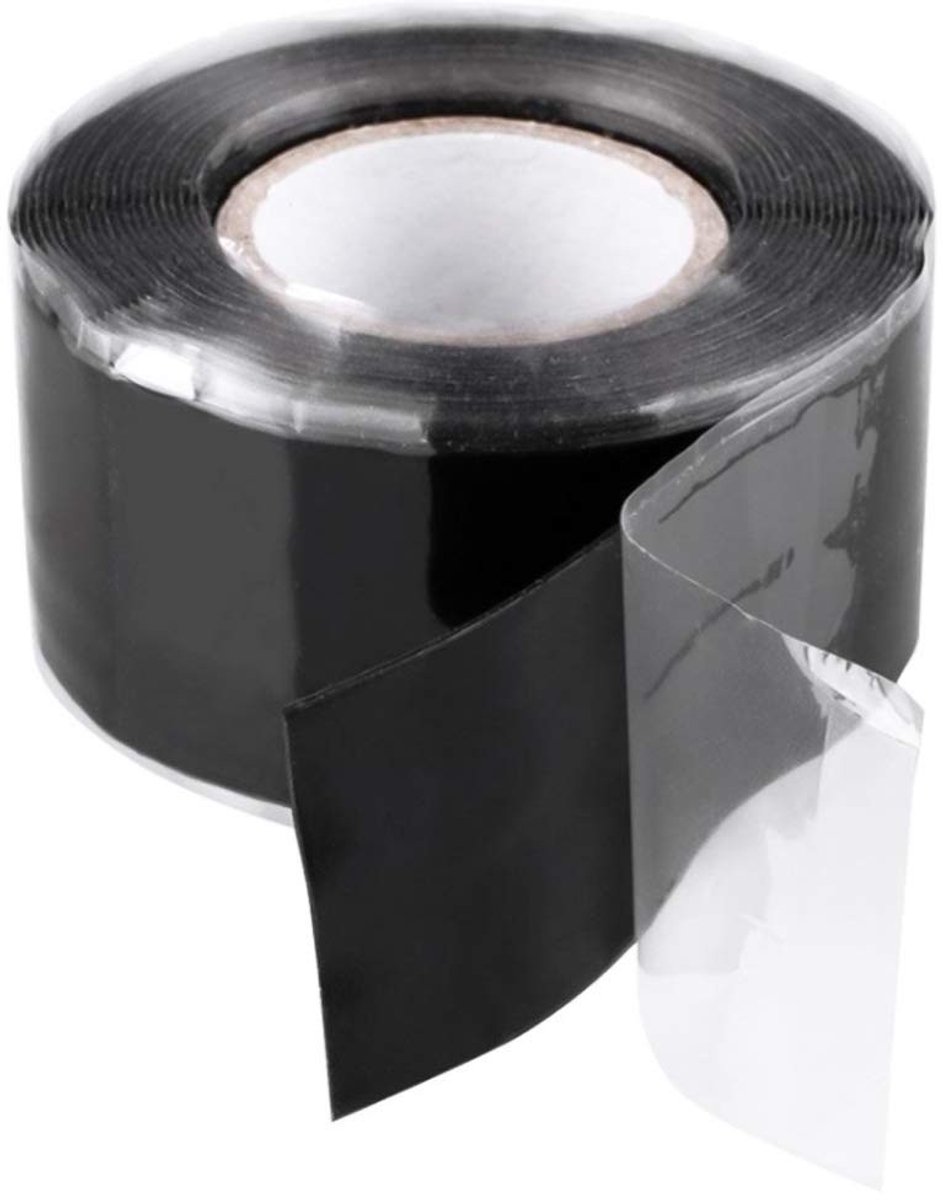 Zwarte Isolatietape voor Waterdichte Afdichting, Elektrische Toepassingen en Sanitair, 2.5cm Breed, 300cm Lang, Flexibel en Hittebestendig