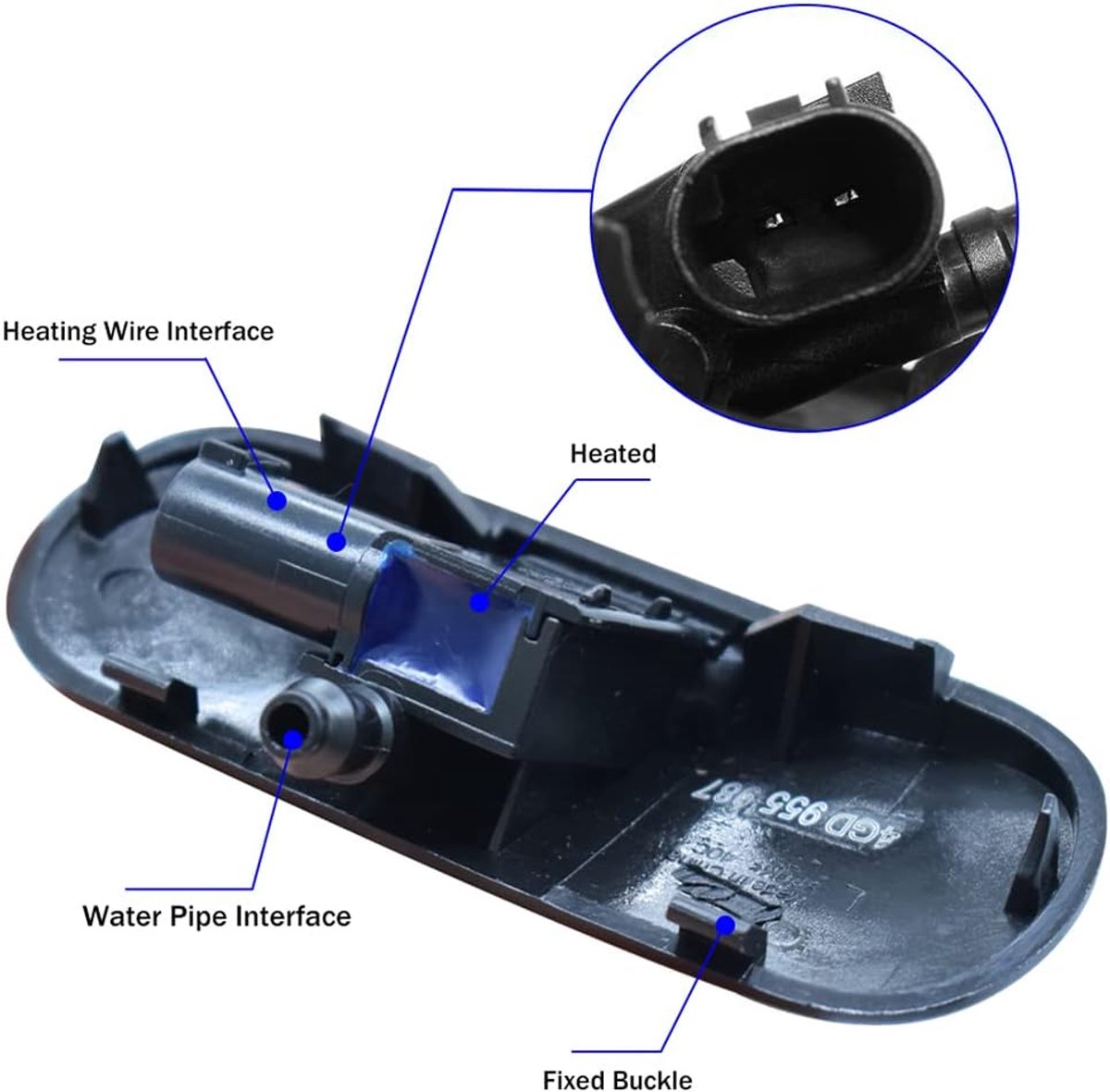 2x Auto Verwarmde Wasmachine Spray Nozzle Jets 4GD955987, 4GD955988 compatibel met Audi A3 A4 A5 A6 A7 Q3 Q5 Q7 TT