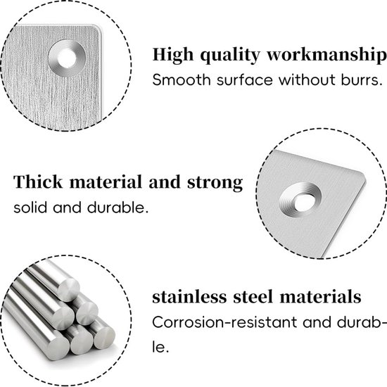 10 stuks geperforeerde platen van metaal, platte connector roestvrij staal, houtconnector (60 x 38 x 1,5 mm), verbindingsplaat, geperforeerde plaat, platte ijzeren geperforeerde platen — afbeelding 2