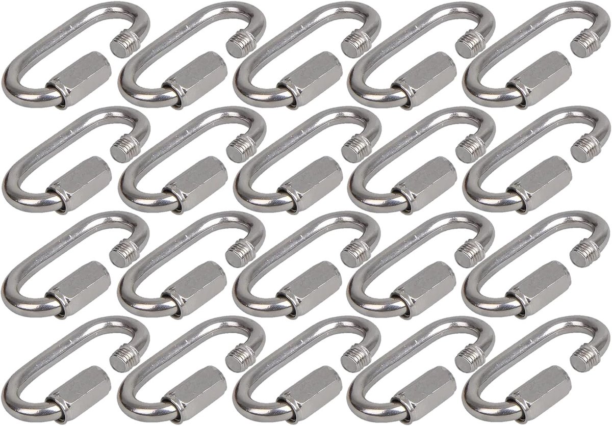 20 stuks - ketting met schroefverbinding, snelsluiting