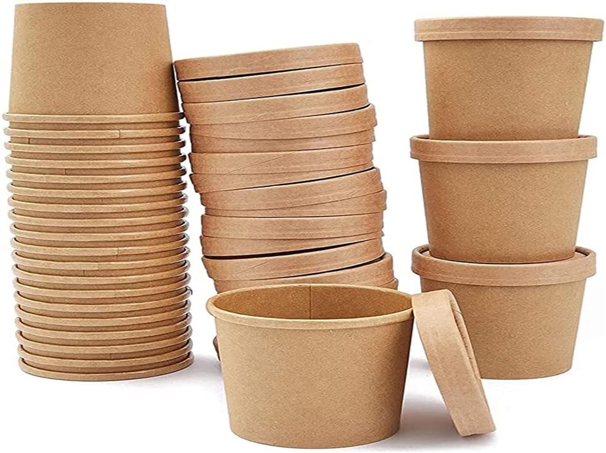 20 stuks voedseldozen om mee te nemen, verpakking van kraftpapier, kartonnen levensmiddelen, slakarton, olie- en waterbewijs, voor sandwich, kaastaart, hamburger