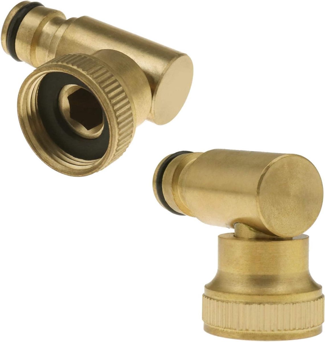 2 x hoekverbinders voor tuinslang, 90 graden, slangkoppeling, sneldraaiaansluiting, 1,9 cm (3/4 inch) tuinslangschroefdraad