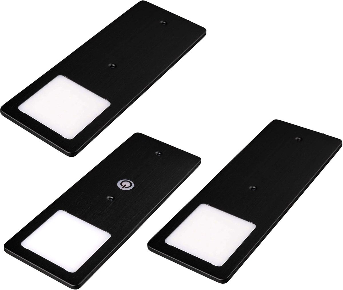 kalf | LED onderbouwlampen zwart 5W - zeer vlakke keukenlamp met touch-dimfunctie inbouwspot inbouwspot, keuze: 3er set warmwit