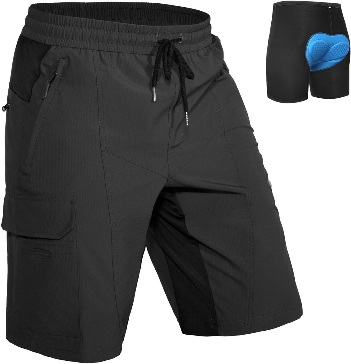 heren fietsbroek kort met 4D Gevoerd mountain bike kleding sport ademende sneldrogende stretch fit baggy