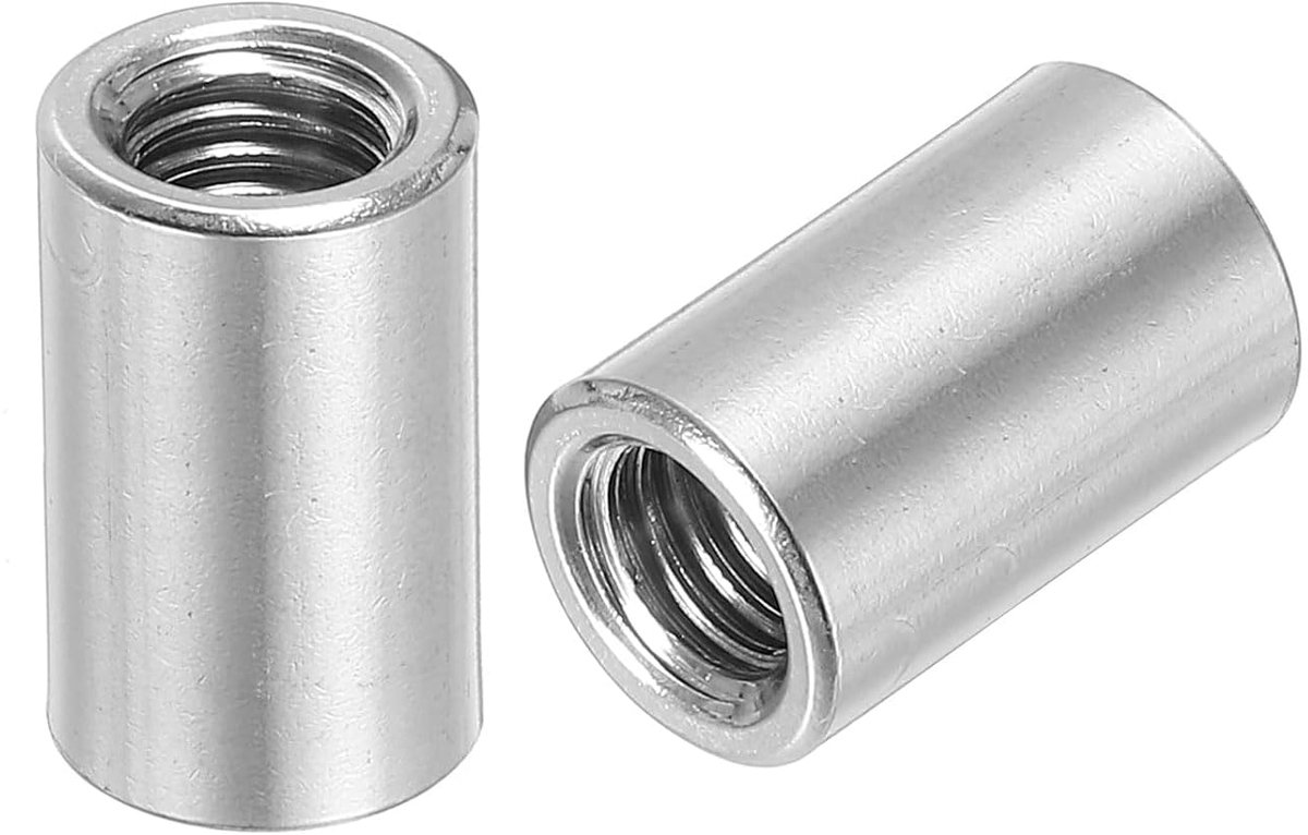 5 stuks moeren ronde stekkers M8, koppelingsmoer roestvrij staal 304 lengte 25 mm / 1 inch moer pin stang huls lengte houder moer M8 x 25 x 12 mm