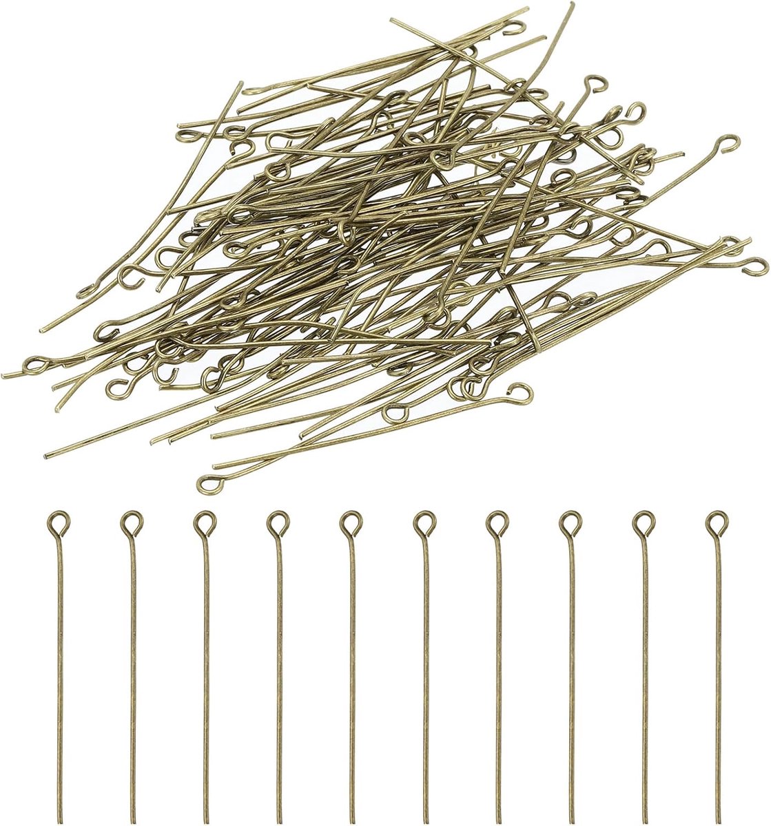 40mm open oogspelden, 150 stuks 21 gauge metalen kopspelden naalden oogspelden voor sieraden maken accessoires oorbel ketting armband doe-het-zelf knutselwerk, brons